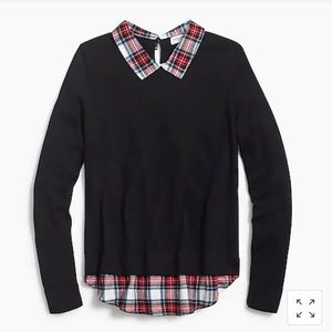 J. Crew NWOT❗️Woven Collar Plaid Sweater